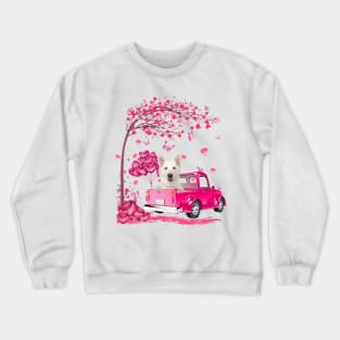 Valentine's Day Love Pickup Truck White German Shepherd Crewneck Sweatshirt